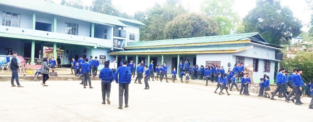 Recovering: Students of Clark Memorial Higher Secondary School, Impur under Mokokchung district in their school campus. (Morung Photo)
